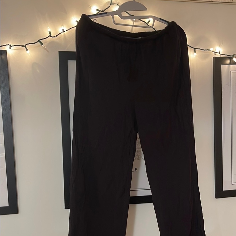 Black Drawstring Beach Lounge Pants